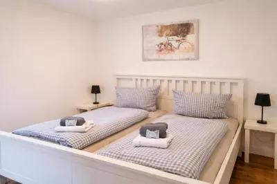 Ein Bett oder Betten in einem Zimmer der Unterkunft Ferienhaus Cottbus
