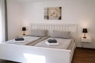 Ein Bett oder Betten in einem Zimmer der Unterkunft Ferienhaus Beeskow