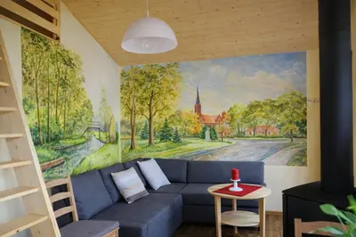 Ein Sitzbereich in der Unterkunft Ferienhaus Neu Zauche