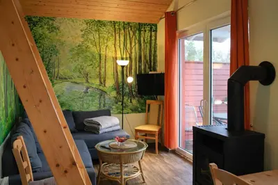 Ein Sitzbereich in der Unterkunft Ferienhaus Alt Zauche