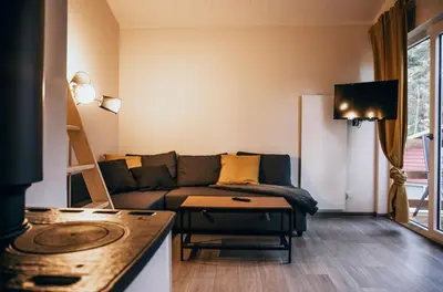 Ein Sitzbereich in der Unterkunft Ferienhaus Oberspreewald