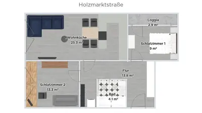 Grundriss der Unterkunft Holzmarktstraße
