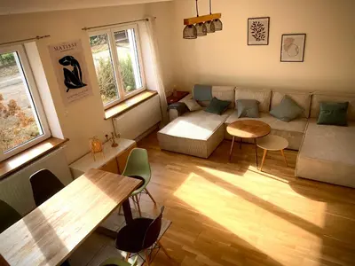 Ein Sitzbereich in der Unterkunft Wohlfühl Oase mit Sauna vor den Toren Berlins