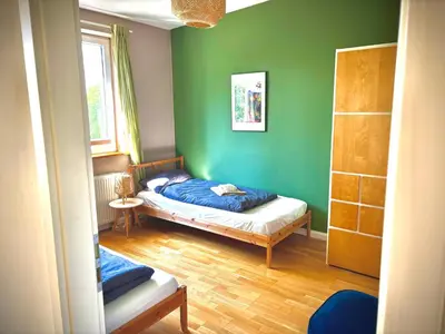 Ein Bett oder Betten in einem Zimmer der Unterkunft Wohlfühl Oase mit Sauna vor den Toren Berlins