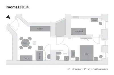 Grundriss der Unterkunft P22 Room 22 Apartment Prenzlauer Berg