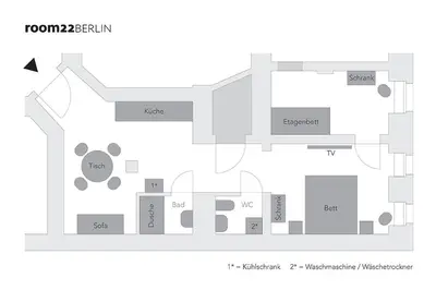 Grundriss der Unterkunft P22 Room 22 Apartment Prenzlauer Berg