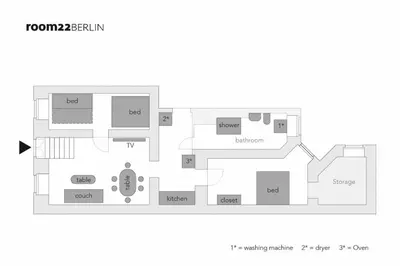 Grundriss der Unterkunft S37 Room22 Apartment Bergmannkiez