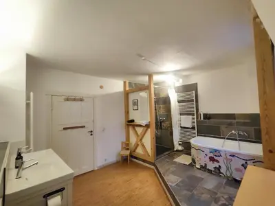 Küche/Küchenzeile in der Unterkunft Großzügige Ferienwohnung nahe Berlin