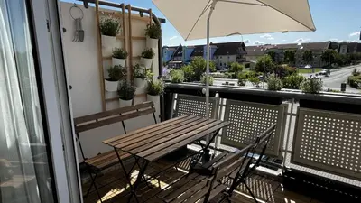 Ein Balkon oder eine Terrasse in der Unterkunft Modernes Apartment im Boho Style