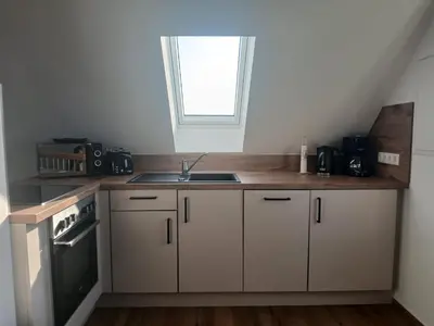Küche/Küchenzeile in der Unterkunft Oderbruch Ferienwohnung Am Speicher