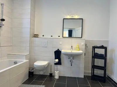 Ein Badezimmer in der Unterkunft Gutshof von Gemünden Ferienwohnung 3