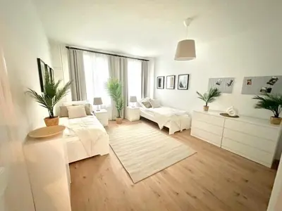 Ein Bett oder Betten in einem Zimmer der Unterkunft Cozy Apartment Near Berlin Ideal for Work or Leisure
