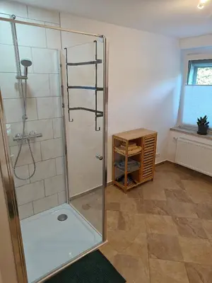 Ein Badezimmer in der Unterkunft Ferienwohnung in Kleinstadt nähe Spreewald