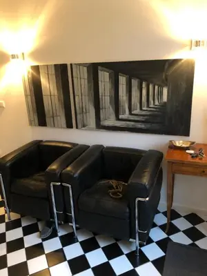 Ein Sitzbereich in der Unterkunft Remise Heiliger See