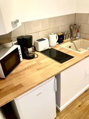Küche/Küchenzeile in der Unterkunft Studio Versteck am Hug