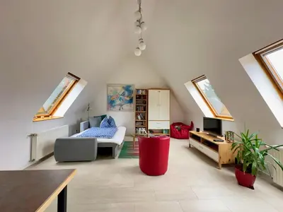 Ein Sitzbereich in der Unterkunft Ferienwohnung am Berliner Stadtrand
