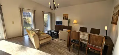 Ein Sitzbereich in der Unterkunft Urlaub am Seddiner See