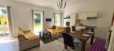 Ein Sitzbereich in der Unterkunft Urlaub am Seddiner See