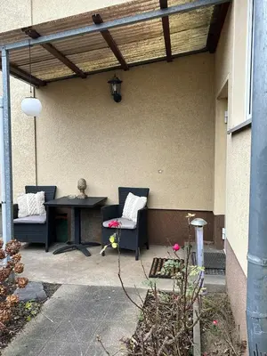 Ein Patio oder anderer Außenbereich in der Unterkunft FeWo am Mainplatz
