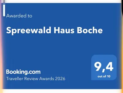 Ein Zertifikat, Auszeichnung, Logo oder anderes Dokument, das in der Unterkunft Spreewald Haus Boche ausgestellt ist