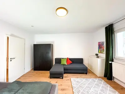 Ein Sitzbereich in der Unterkunft Apartment for large groups south of Berlin