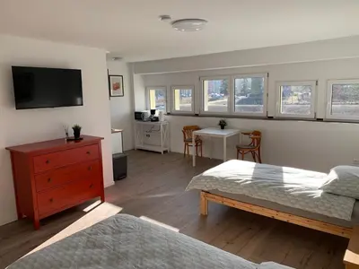 Ein Bett oder Betten in einem Zimmer der Unterkunft Seenland Fewo - 5
