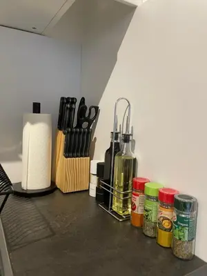 Küche/Küchenzeile in der Unterkunft Gemütliches Apartment am BER Flughafen