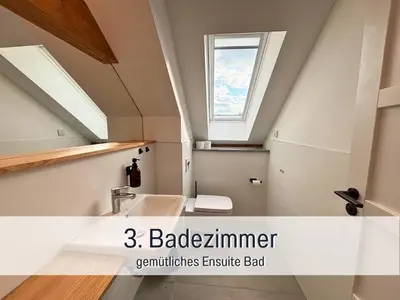 Ein Badezimmer in der Unterkunft Landloft Linum - Ausgebaute Scheune mit Aussicht, Naturpool, Kamin, Sauna, Luxusausbau, handverlesene MidCentury Möbel & Kunst