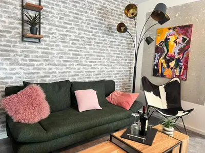 Ein Sitzbereich in der Unterkunft Stallgeflüster Lodge