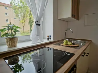 Küche/Küchenzeile in der Unterkunft HOGULU - 3 - RAUM - App 25 mit Balkon