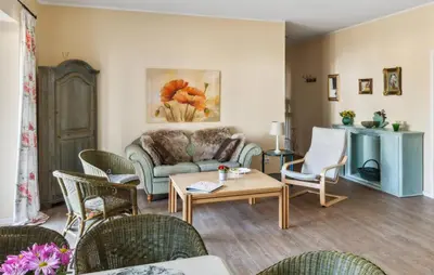 Ein Sitzbereich in der Unterkunft Cottage