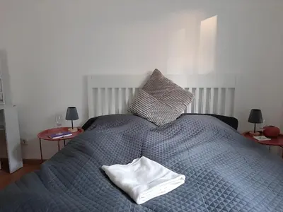 Ein Bett oder Betten in einem Zimmer der Unterkunft Ruheoase Waldblick