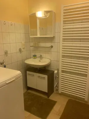 Ein Badezimmer in der Unterkunft 1 Zimmer Wohnung in Trebbin mit PKW Stellplatz