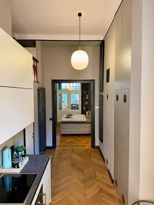 Küche/Küchenzeile in der Unterkunft Design-Apartment Benedict Luxus, Stil & Workspace
