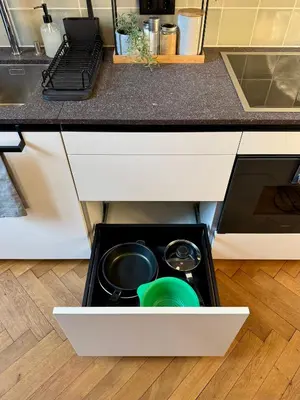 Küche/Küchenzeile in der Unterkunft Design-Apartment Benedict Luxus, Stil & Workspace