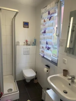 Ein Badezimmer in der Unterkunft Gästewohnung Scharfe Lanke