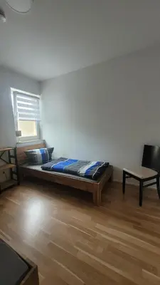 Ein Bett oder Betten in einem Zimmer der Unterkunft FeWo im Dahme-Seengebiet nahe Berlin