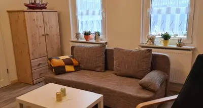 Ein Sitzbereich in der Unterkunft Ferienwohnung in Buckow Märkische Schweiz