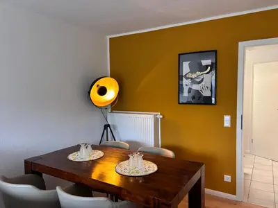 Ein Sitzbereich in der Unterkunft Ferienhaus Nähe Strandbad
