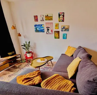 Ein Sitzbereich in der Unterkunft Ferienhaus Nähe Strandbad