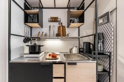 Küche/Küchenzeile in der Unterkunft Urban Loft - 180 Skyline Balkon - 4SZ - HBF