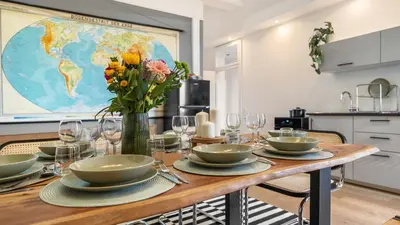 Küche/Küchenzeile in der Unterkunft Urban Loft - 180 Skyline Balkon - 2 SZ - HBF