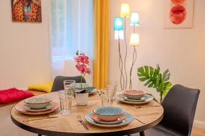 Ein Sitzbereich in der Unterkunft Blue Chili 35 - Apartment in Treptow