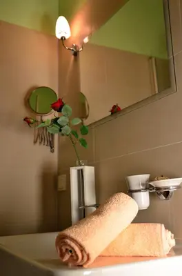 Ein Badezimmer in der Unterkunft Gästehaus Liubas Insel
