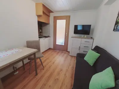 Küche/Küchenzeile in der Unterkunft Neu! Spreelounge Apartments! Ihre Auszeit im Herzen des Spreewalds