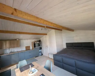 Küche/Küchenzeile in der Unterkunft Ferienhaus am See Wutzsee mit direktem Seezugang