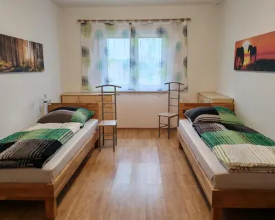 Ein Bett oder Betten in einem Zimmer der Unterkunft Ferienwohnung,Monteurwohnung Spreenhagen bei Berlin