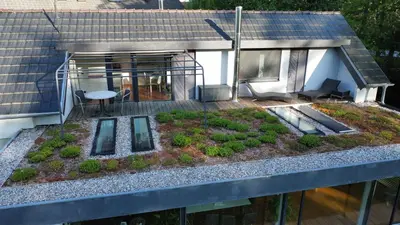 Ein Garten an der Unterkunft Modernes Gartenatelier am Mühlenfließ