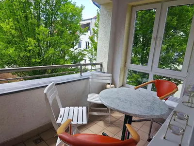 Ein Balkon oder eine Terrasse in der Unterkunft Ferienwohnung Bad Saarow 