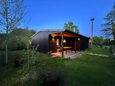 Ein Garten an der Unterkunft Haus 1 am Grimnitzsee - erstklassiges Design, mit eigenem Garten und nah am See